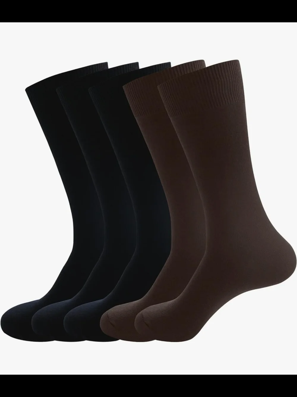 Tessuto Menswear 5-Pack Dress Crew Socks in Black and Brown Size 9-12